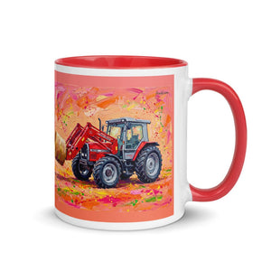 Furrow & Fields Red / 11 oz Massey Ferguson 3070 Autotronic Splash Art | Mug with Color Inside Quality Farmers Merch