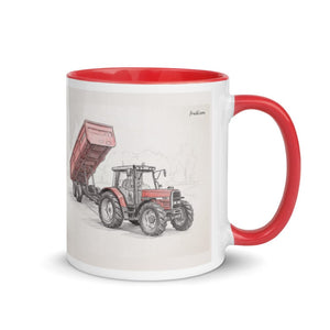 Furrow & Fields Red / 11 oz Massey Ferguson 6180 Pencil Sketch | Mug with Color Inside Quality Farmers Merch