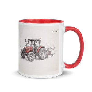 Furrow & Fields Red / 11 oz Massey Ferguson 6255 Pencil Sketch | Mug with Color Inside Quality Farmers Merch