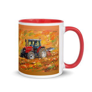 Furrow & Fields Red / 11 oz Massey Ferguson 6255 Splash Art | Mug with Color Inside Quality Farmers Merch