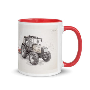 Furrow & Fields Red / 11 oz Valtra 6750 Pencil Sketch | Mug with Color Inside Quality Farmers Merch