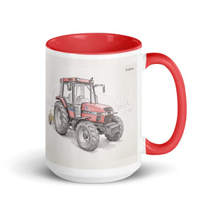 Furrow & Fields Red Case IH 4240 XL Pro Pencil Sketch | 15 oz Mug with Color Inside Quality Farmers Merch