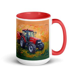 Furrow & Fields Red Case IH Maxxum MXM130 Splash Art | 15 oz Mug with Color Inside Quality Farmers Merch
