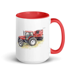 Furrow & Fields Red Case IH Maxxum MXM130 Watercolor | 15 oz Mug with Color Inside Quality Farmers Merch