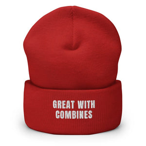 Furrow & Fields Red Great with Combines | Cuffed Beanie Quality Farmers Merch