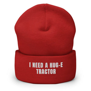 Furrow & Fields Red I Need a Hug-e Tractor | Cuffed Beanie Quality Farmers Merch