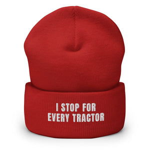 Furrow & Fields Red I Stop for Every Tractor | Cuffed Beanie Quality Farmers Merch