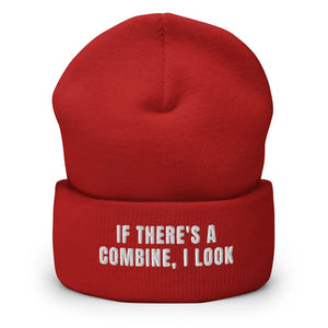 Furrow & Fields Red If There's a Combine, I Look | Cuffed Beanie Quality Farmers Merch