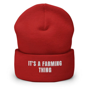 Furrow & Fields Red It's A Farming Thing | Cuffed Beanie Quality Farmers Merch