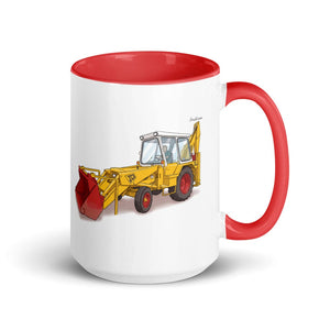 Furrow & Fields Red JCB 3C II | 15 oz Mug with Color Inside Quality Farmers Merch