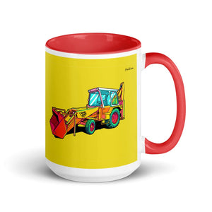 Furrow & Fields Red JCB 3C II Pop Art | 15 oz Mug with Color Inside Quality Farmers Merch