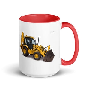 Furrow & Fields Red JCB 3CX Sitemaster Plus | 15 oz Mug with Color Inside Quality Farmers Merch