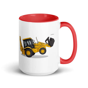Furrow & Fields Red JCB 3CX Sitemaster SRS | 15 oz Mug with Color Inside Quality Farmers Merch