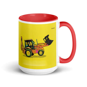 Furrow & Fields Red JCB 3CX Sitemaster SRS Pop Art | 15 oz Mug with Color Inside Quality Farmers Merch