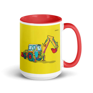 Furrow & Fields Red JCB 4D II Pop Art | 15 oz Mug with Color Inside Quality Farmers Merch