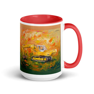 Furrow & Fields Red JCB 806 Splash Art | 15 oz Mug with Color Inside Quality Farmers Merch