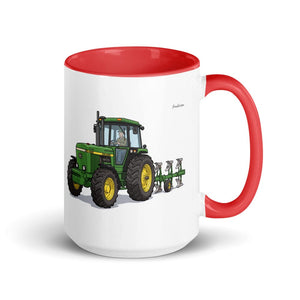 Furrow & Fields Red John Deere 4350 Illustration | 15 oz Mug with Color Inside Quality Farmers Merch