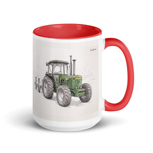 Furrow & Fields Red John Deere 4350 Pencil Sketch | 15 oz Mug with Color Inside Quality Farmers Merch