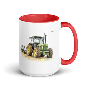 Furrow & Fields Red John Deere 4350 Watercolor | 15 oz Mug with Color Inside Quality Farmers Merch