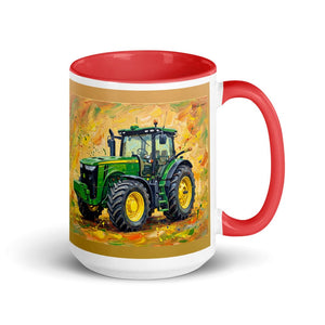 Furrow & Fields Red John Deere 8345R Splash Art | 15 oz Mug with Color Inside Quality Farmers Merch