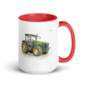 Furrow & Fields Red John Deere 8345R Watercolor | 15 oz Mug with Color Inside Quality Farmers Merch