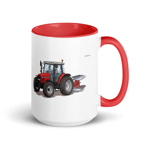 Furrow & Fields Red Massey Ferguson 6255 Illustration | 15 oz Mug with Color Inside Quality Farmers Merch
