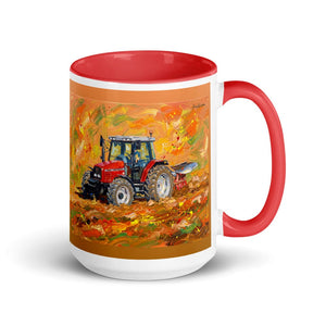 Furrow & Fields Red Massey Ferguson 6255 Splash Art | 15 oz Mug with Color Inside Quality Farmers Merch