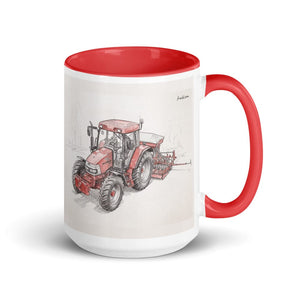 Furrow & Fields Red McCormick MC115 Pencil Sketch | 15 oz Mug with Color Inside Quality Farmers Merch