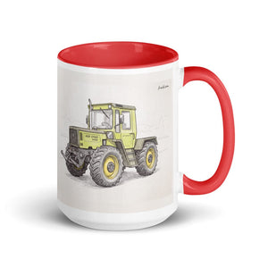 Furrow & Fields Red Mercedes-Benz MB-trac 1100 Pencil Sketch | 15 oz Mug with Color Inside Quality Farmers Merch