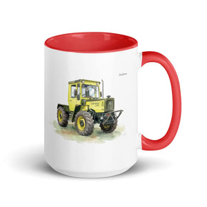 Furrow & Fields Red Mercedes-Benz MB-trac 1100 Watercolor | 15 oz Mug with Color Inside Quality Farmers Merch