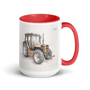 Furrow & Fields Red Renault 145.14 TX Pencil Sketch | 15 oz Mug with Color Inside Quality Farmers Merch