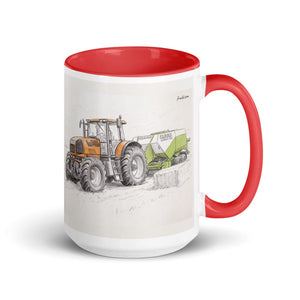 Furrow & Fields Red Renault Atles 926 RZ Pencil Sketch | 15 oz Mug with Color Inside Quality Farmers Merch