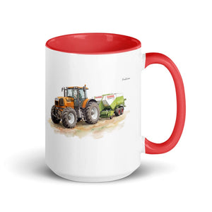 Furrow & Fields Red Renault Atles 926 RZ Watercolor | 15 oz Mug with Color Inside Quality Farmers Merch