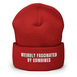 Furrow & Fields Red Weirdly Fascinated by Combines | Cuffed Beanie Quality Farmers Merch