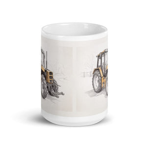 Furrow & Fields Renault 145.14 TX Pencil Sketch | White Glossy Mug Quality Farmers Merch