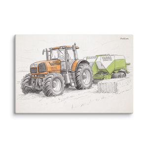 Furrow & Fields Renault Atles 926 RZ Pencil Sketch | Canvas Quality Farmers Merch