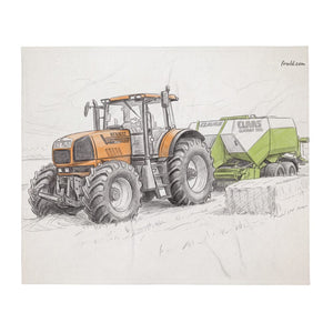 Furrow & Fields Renault Atles 926 RZ Pencil Sketch | Throw Blanket Quality Farmers Merch