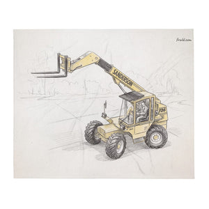 Furrow & Fields Sanderson 726 Teleporter Pencil Sketch | Throw Blanket Quality Farmers Merch