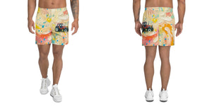 Furrow & Fields Shorts Fiat 90-90 DT Splash Art | All-Over Print Athletic Shorts Quality Farmers Merch