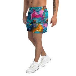 Furrow & Fields Shorts Hereford Cow Splash Art | All-Over Print Athletic Shorts Quality Farmers Merch