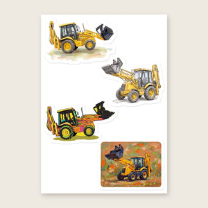 Furrow & Fields Sticker Sheet A5 (5.83″×8.27″) JCB 3CX Sitemaster SRS Art | Kiss-Cut Sticker Sheet Quality Farmers Merch