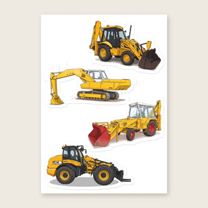 Furrow & Fields Sticker Sheet A5 (5.83″×8.27″) JCB Illustrated No. 1 | Kiss-Cut Sticker Sheet Quality Farmers Merch