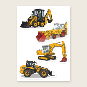 Furrow & Fields Sticker Sheet A5 (5.83″×8.27″) JCB Illustrated No. 11 | Kiss-Cut Sticker Sheet Quality Farmers Merch