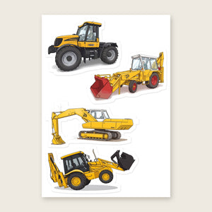 Furrow & Fields Sticker Sheet A5 (5.83″×8.27″) JCB Illustrated No. 12 | Kiss-Cut Sticker Sheet Quality Farmers Merch