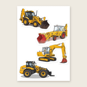 Furrow & Fields Sticker Sheet A5 (5.83″×8.27″) JCB Illustrated No. 24 | Kiss-Cut Sticker Sheet Quality Farmers Merch