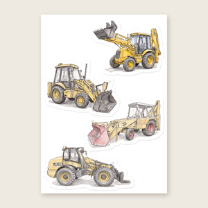 Furrow & Fields Sticker Sheet A5 (5.83″×8.27″) JCB Pencil Sketch No. 2 | Kiss-Cut Sticker Sheet Quality Farmers Merch