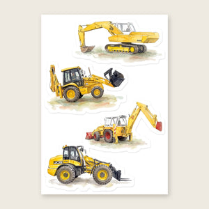 Furrow & Fields Sticker Sheet A5 (5.83″×8.27″) JCB Watercolour No. 2 | Kiss-Cut Sticker Sheet Quality Farmers Merch