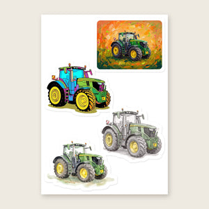 Furrow & Fields Sticker Sheet A5 (5.83″×8.27″) John Deere 6R 250 Art | Kiss-Cut Sticker Sheet Quality Farmers Merch