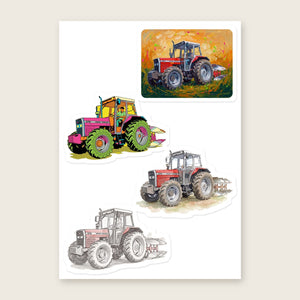 Furrow & Fields Sticker Sheet A5 (5.83″×8.27″) Massey Ferguson 375 Art | Kiss-Cut Sticker Sheet Quality Farmers Merch