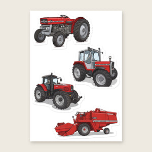 Furrow & Fields Sticker Sheet A5 (5.83″×8.27″) Massey Ferguson Illustrated No. 14 | Kiss-Cut Sticker Sheet Quality Farmers Merch